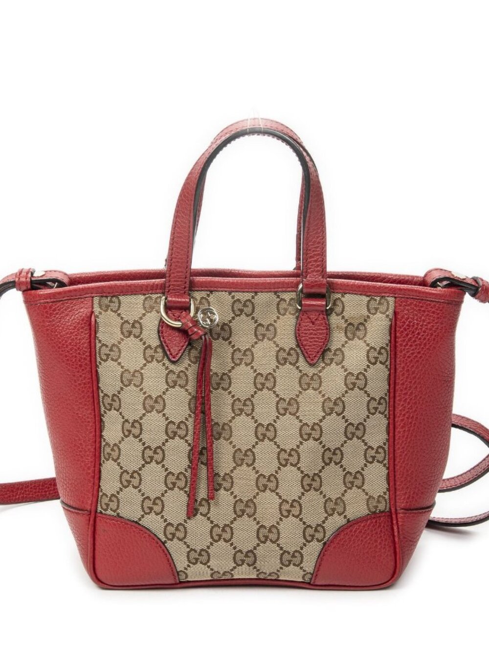 Gucci Small Bree Tote Red Beige GG Canvas